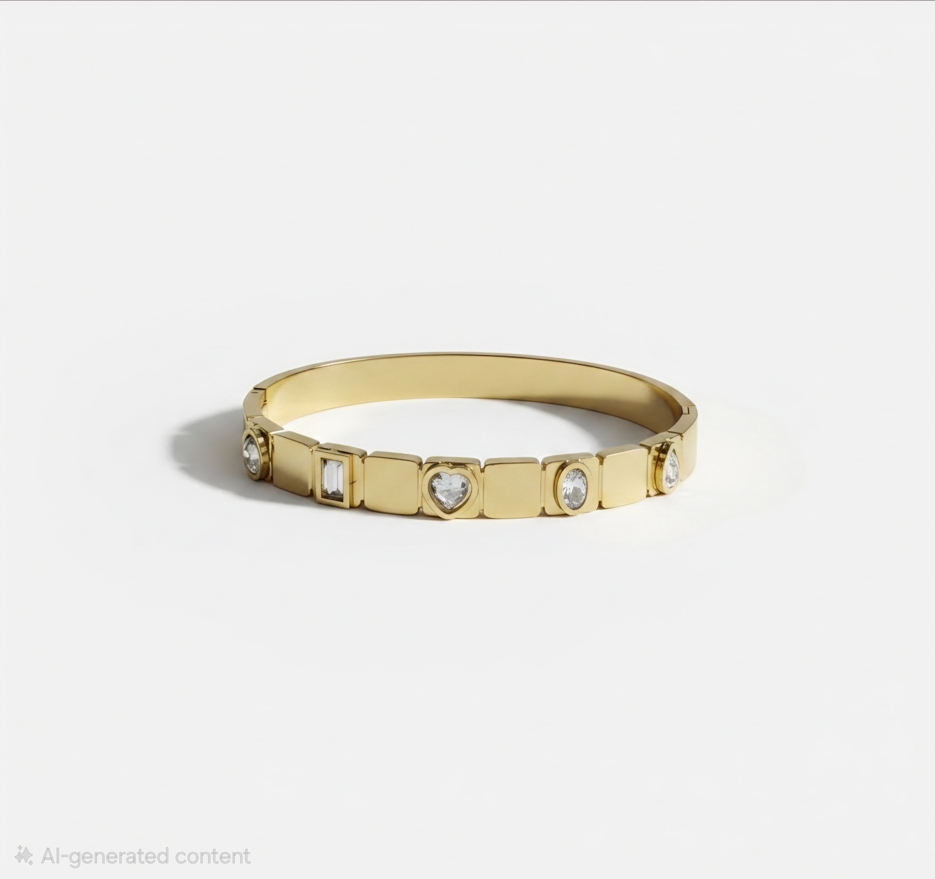 Multi Shape Crystal Gold Kada